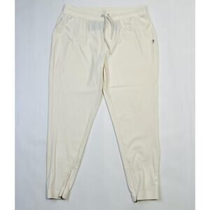 ALWRLD Pants Mens XL Cream Recycled Nylon Zip Ankle Stretch Athletic Joggers